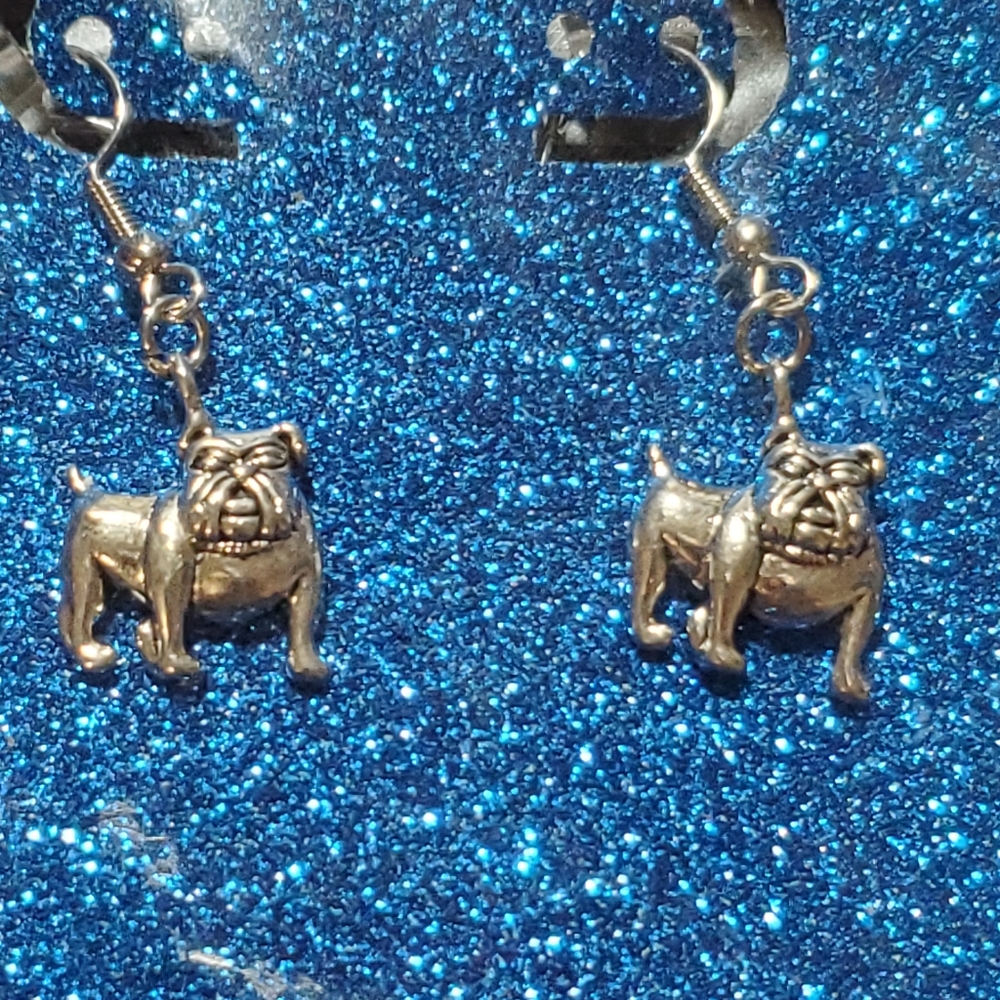 Bulldogs silver toned dog earrings